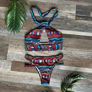 Hippie Multicolored Two Piece Bikini Set